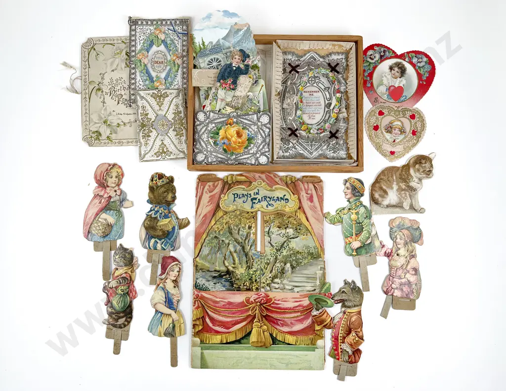 Small Collection Victorian Greeting Cards and Folding 'Plays in FairyLand' Image 1++