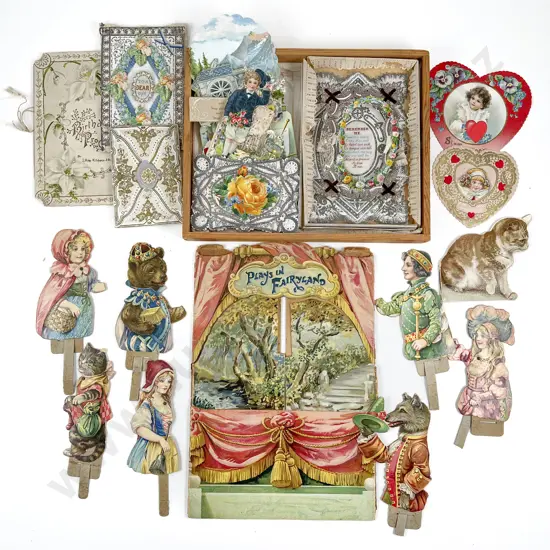 Small Collection Victorian Greeting Cards and Folding 'Plays in FairyLand'