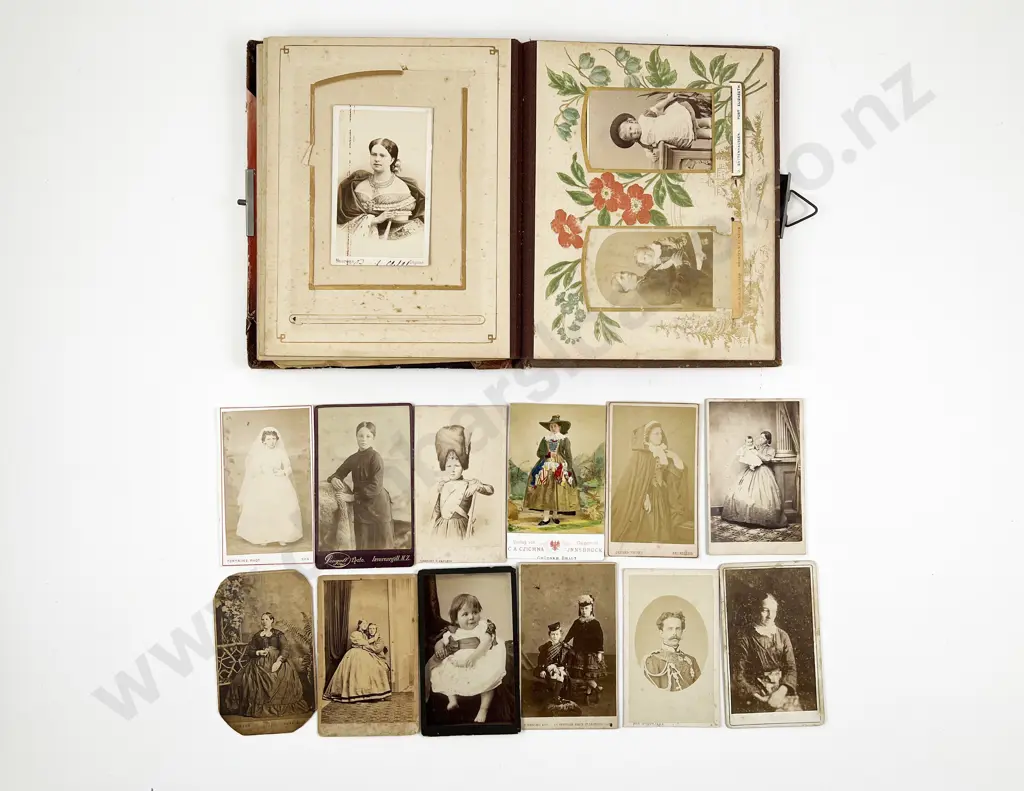Small Victorian Photograph Album with Portrait Photos Image 1++