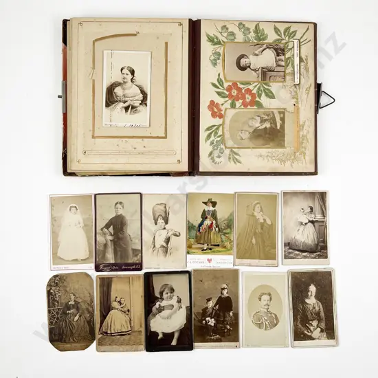 Small Victorian Photograph Album with Portrait Photos