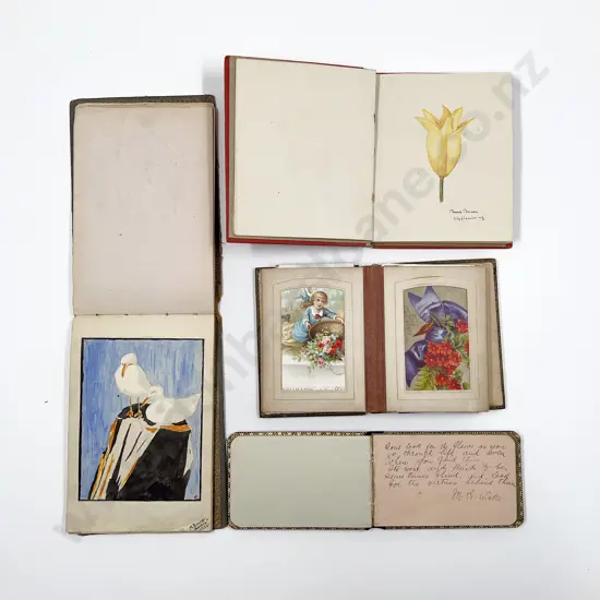 Two Victorian Sketchbooks Autograph Album & Small Postcard Album