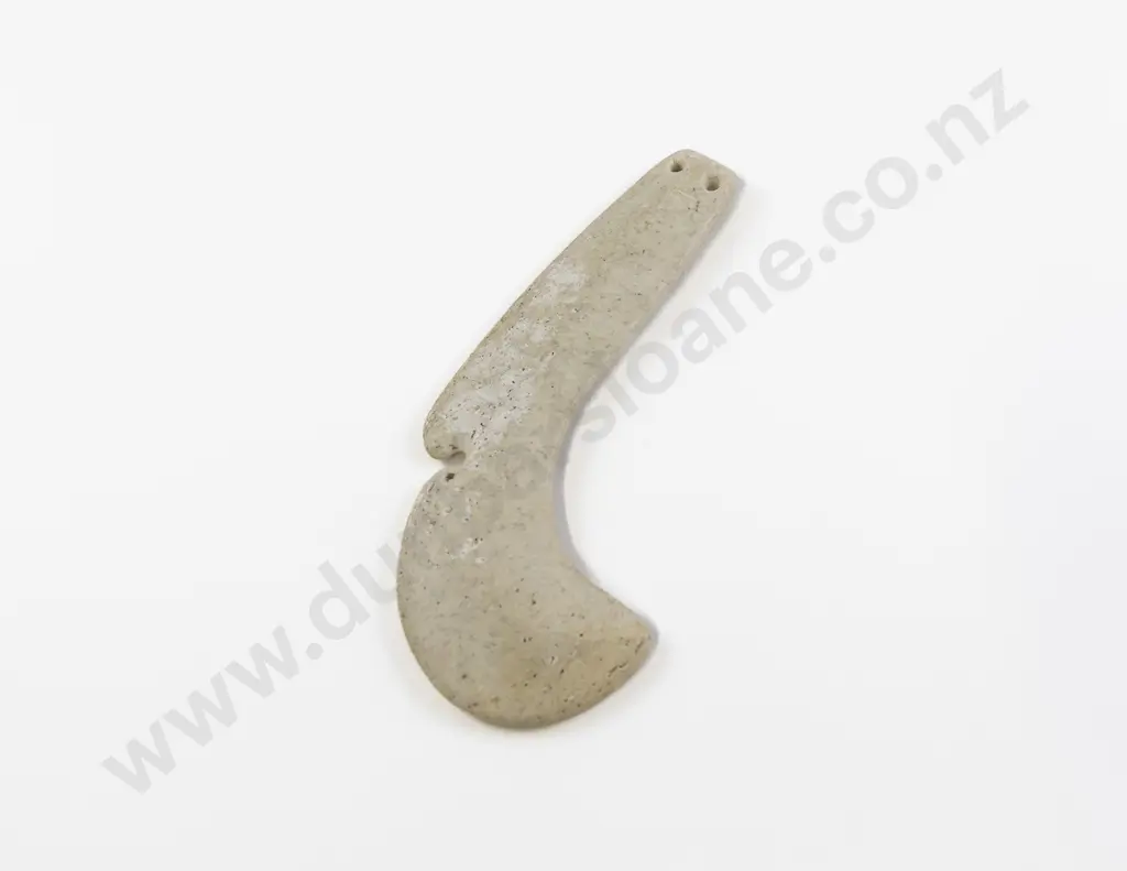 A Carved Whalebone Matau Shaped Pendant Image 1++