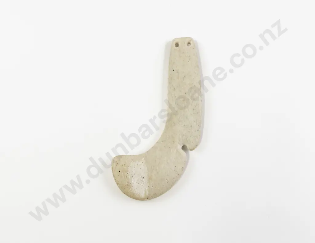 A Carved Whalebone Matau Shaped Pendant Image 1++
