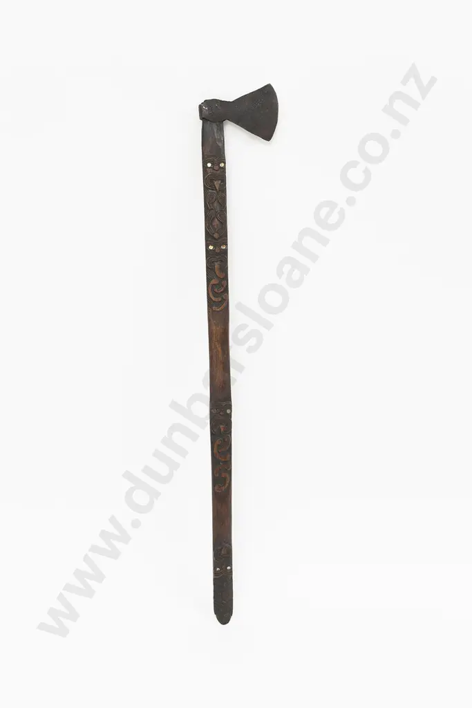 A 19th Century Maori Carved Toki Kakauroa (Long Handled Axe) Image 1++