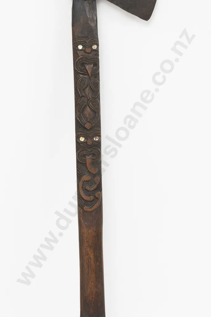 A 19th Century Maori Carved Toki Kakauroa (Long Handled Axe) Image 1++