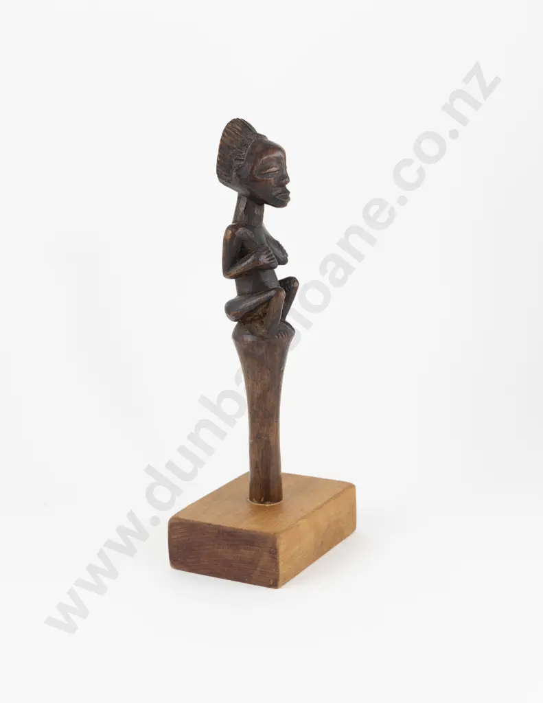 An African Fly Wisk Handle Mounted On A Wooden Base Image 1++