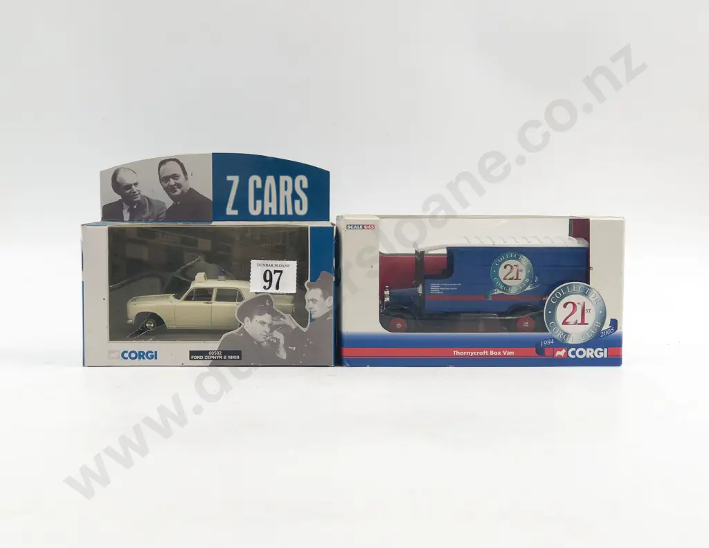 Corgi Boxed Model Ford Zephyr Z Cars and 21st Club Thornycroft Box Van Image 1++