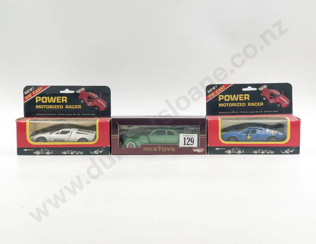 Rextoys Boxed Cadillac V16 and Two Power Motorized Racers Image 1++