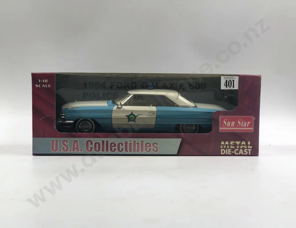 Sun Star Boxed 1:18 1964 Police Car Ford Galaxie 500 Image 1++