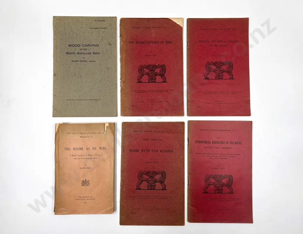 Five 1922 Dominion Museum Monograph Maori Booklets by Elsdon Best Image 1++