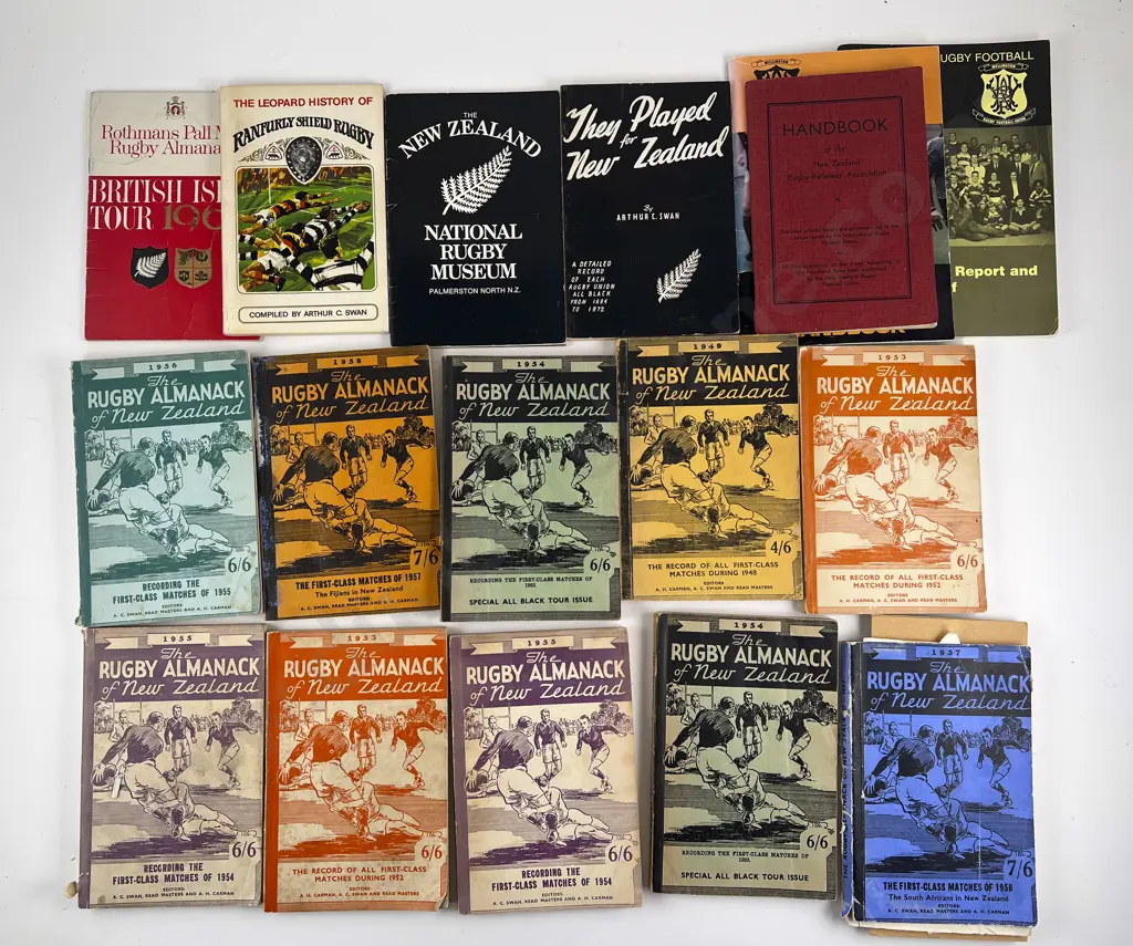 Collection Of 18 NZ Rugby Almanacks, Handbooks & Other Rugby Volumes Image 1++
