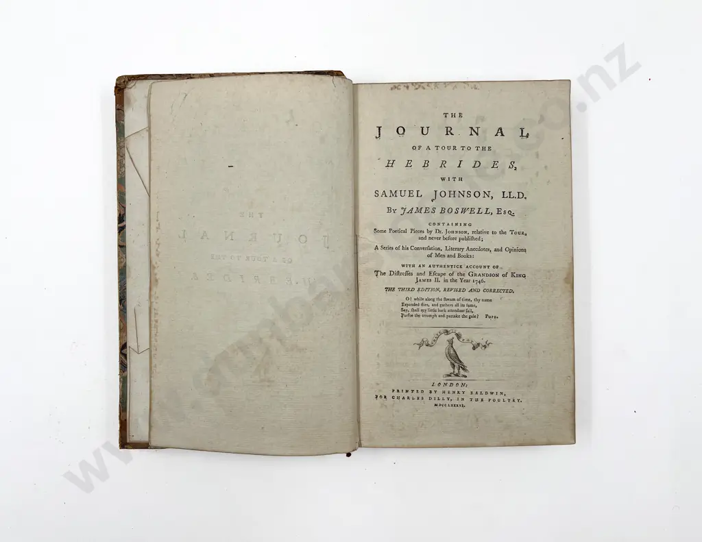 Boswell James - The Journal Of A Tour To The Hebrides With Samuel Johnson. Printed By Henry Baldwin Image 1++