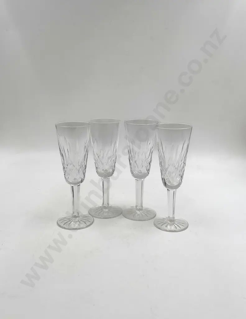 Four Waterford Crystal Champagne Flutes Image 1++