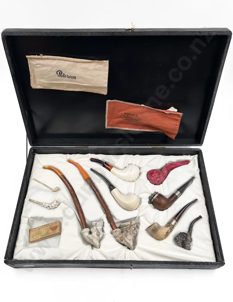 Ten Assorted Vintage Pipes together with The Coronation Smokers Set Image 1++