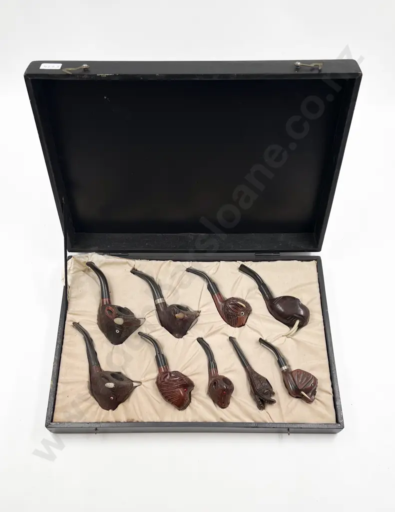 Eight Assorted Vintage Animal Head Form Smoking Pipes Image 1++