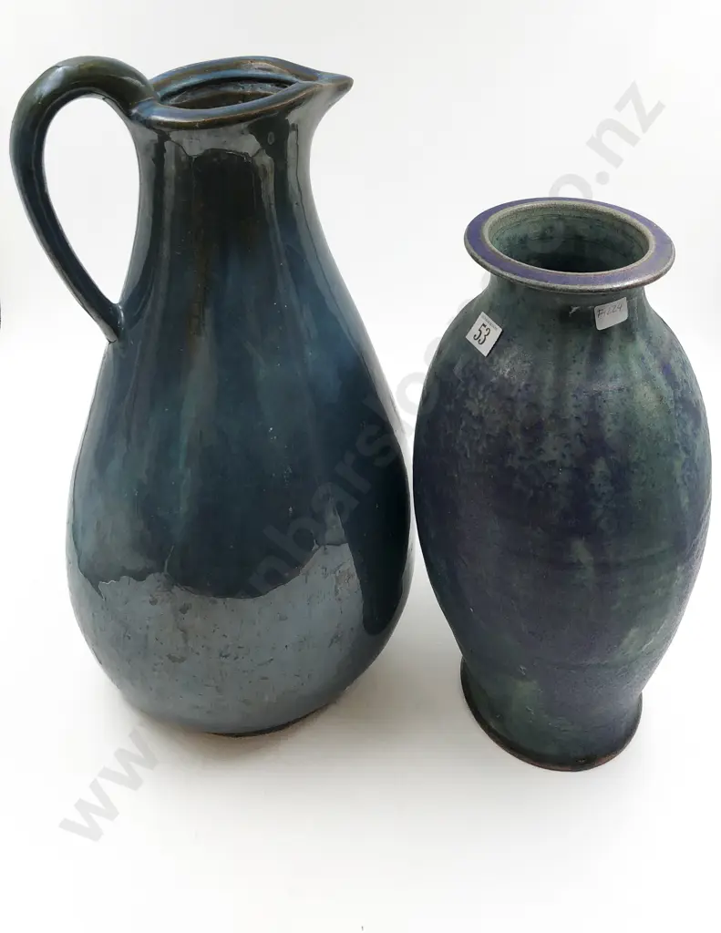 Large Glazed Baluster Style Vase together with Large Glazed Jug Image 1++