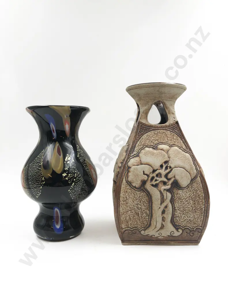 Louise Pickford Pottery Vase "Rata" together with Art Glass Vase Image 1++