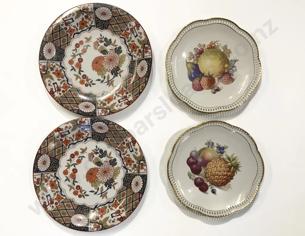 Pair of Imari Pattern Plates together with Pair of German Fancy China Plates Image 1++