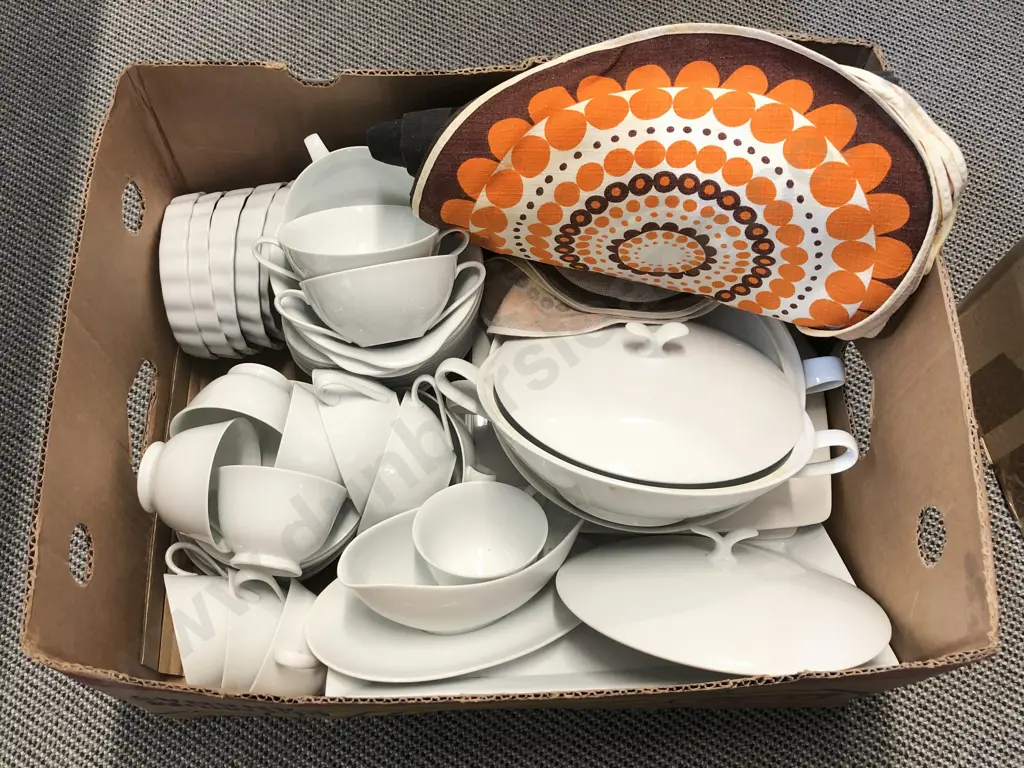 Qty of Assorted White Crockery Together with Placemats Etc. Image 1++