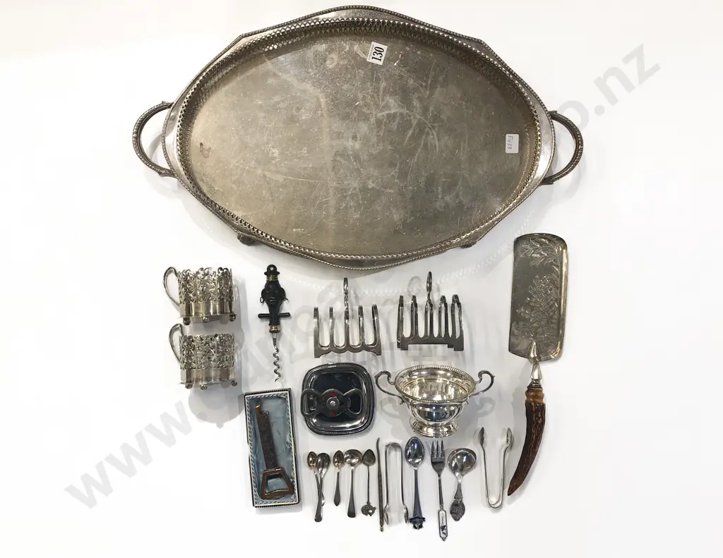 Qty of Assorted Plated Trays and Cutlery Etc. Image 1++