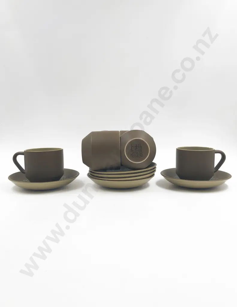 Crown Lynn "Palm Springs" Set of Six Cups and Saucers Image 1++
