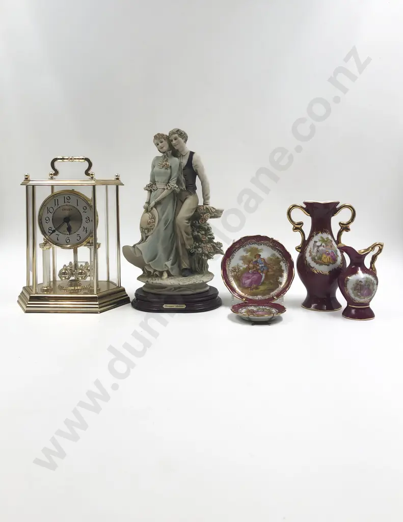 Qty of Assorted Limoge with Italian Figure Group and Mantle Clock Image 1++