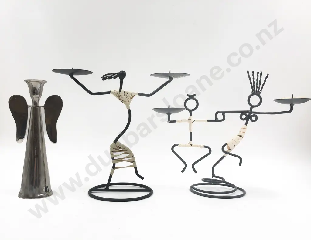 Three Assorted Decorative Candle Holders Image 1++