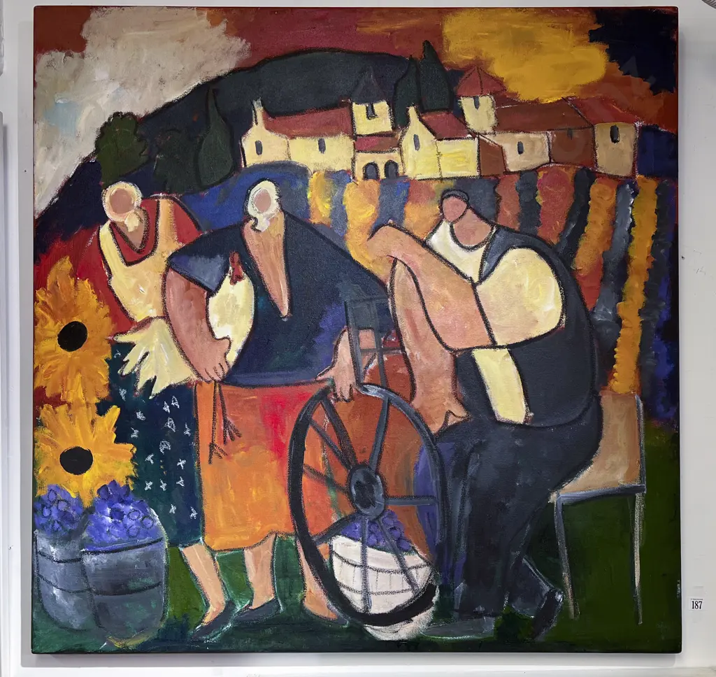 Unsigned Naive Figural Work Oil on Canvas Image 1++