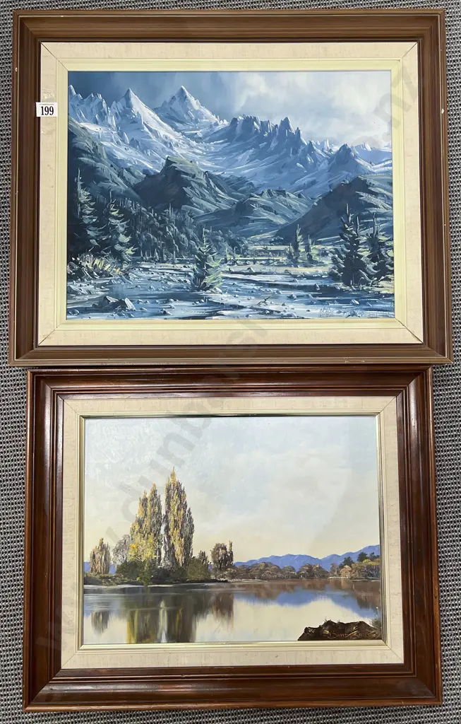 Mark Thomas Mountain Scape Together with David Barlow "Autumn" Oil on Board Image 1++