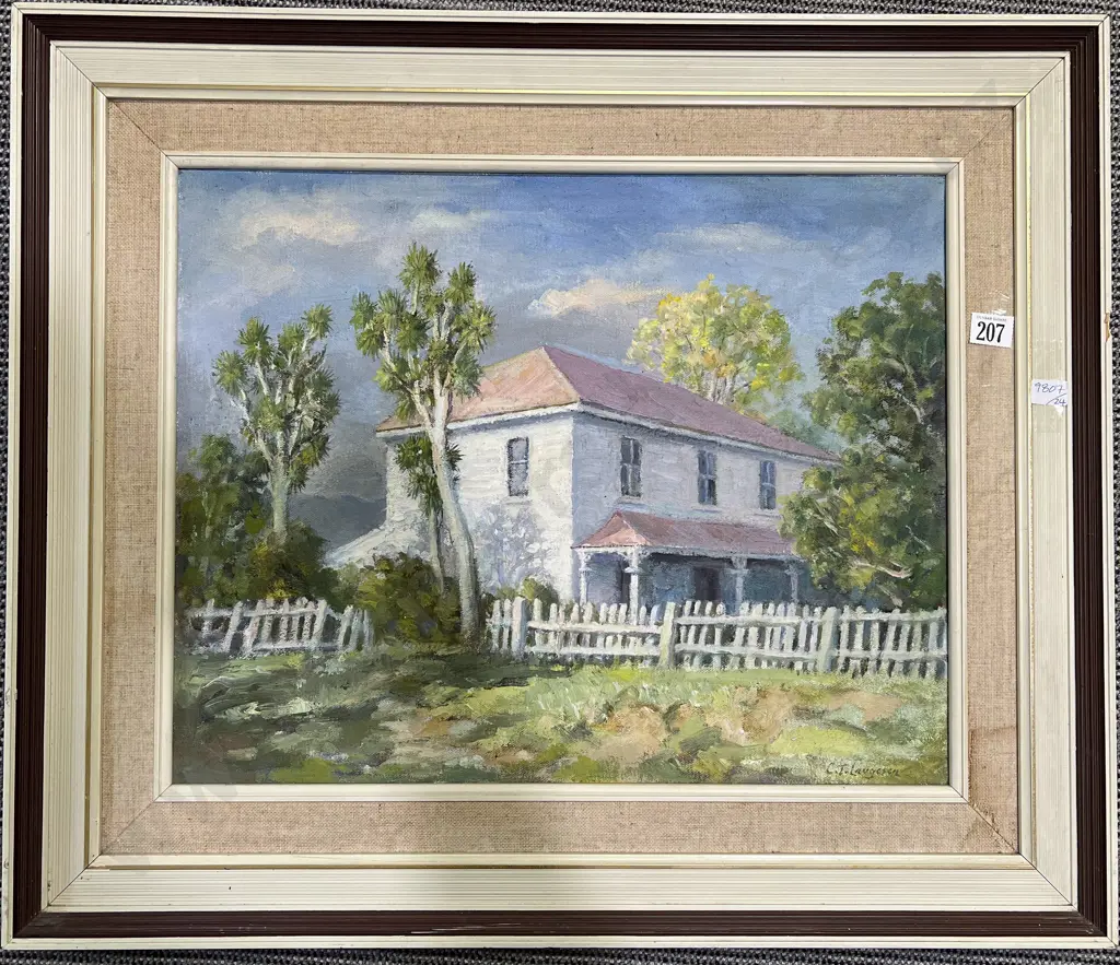 Carl Laugesen - Colonial Homestead - Oil on Board Image 1++