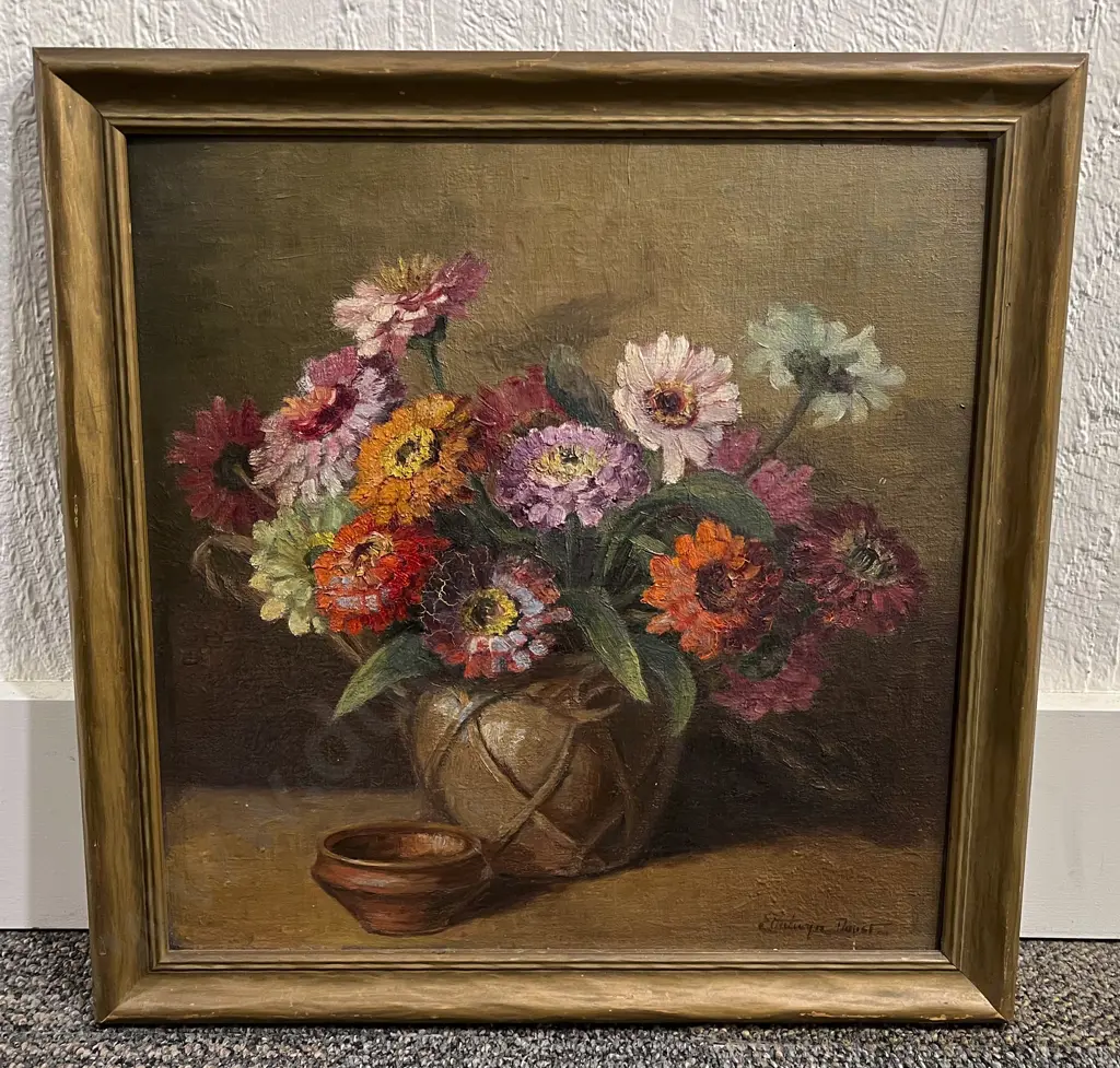 Elthelwyn Doust Floral Still Life Oil on Board Image 1++