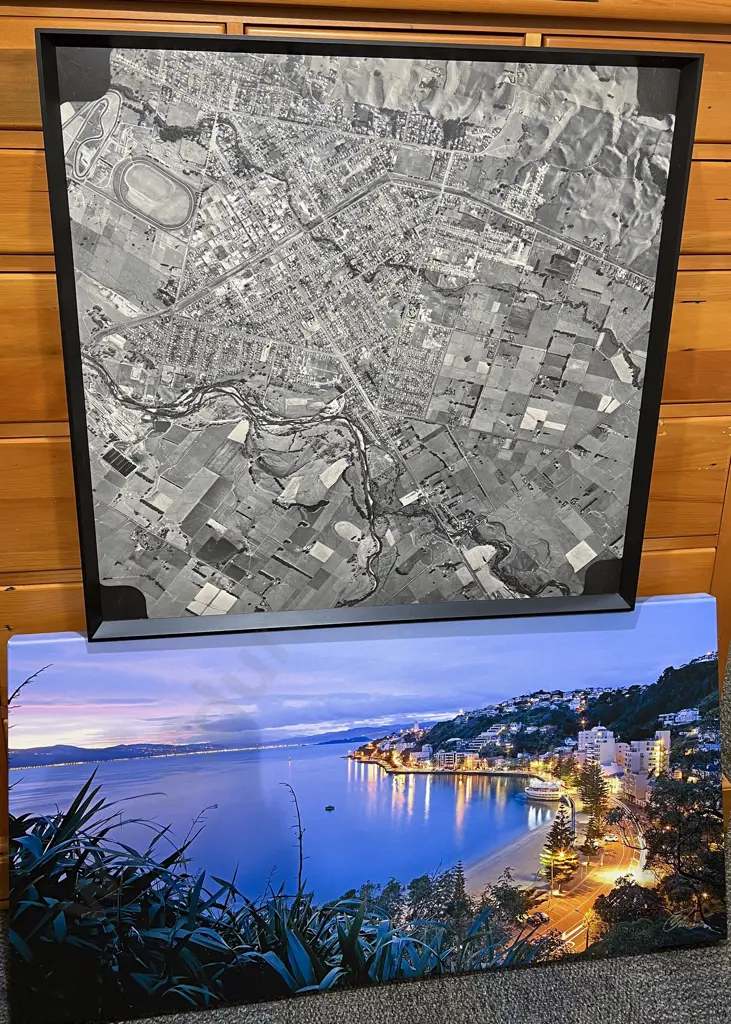 Alexander Clark B&W Aerial Photographic Print together with Photographic Print on Canvas Image 1++