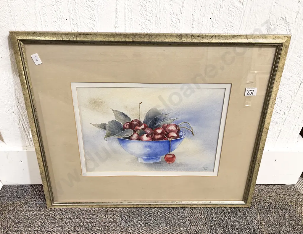 K.Hewitt Cherry Still Life Watercolour Image 1++