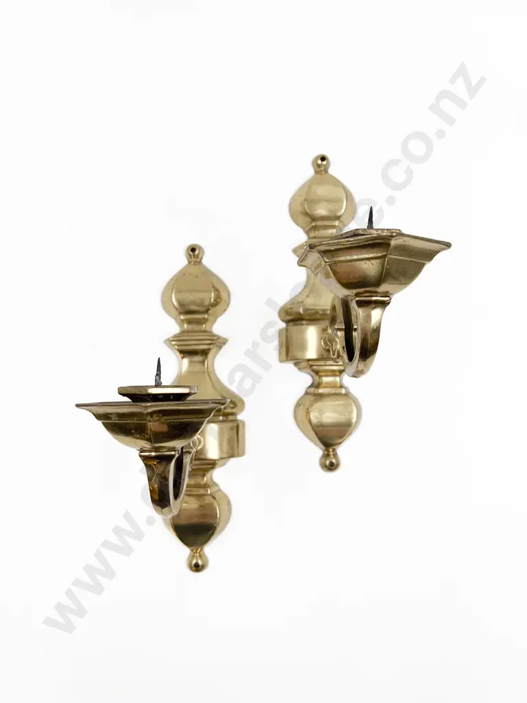 Pair of Brass Wall Sconces Image 1++