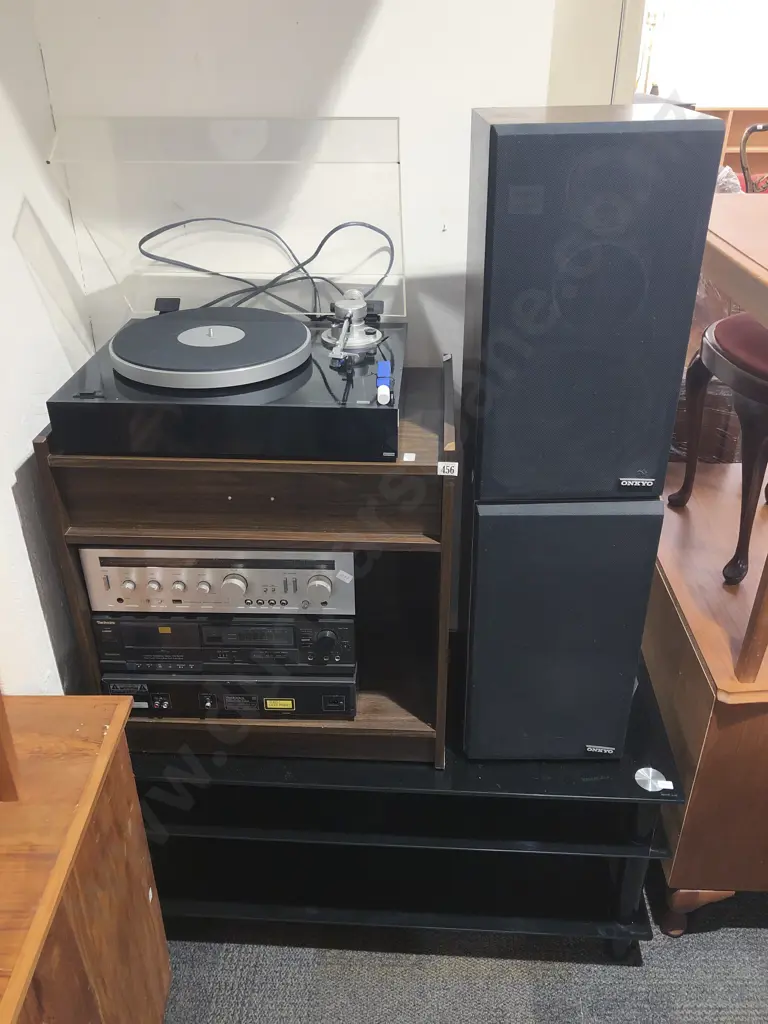 Sansui Turntable with Technics Amp with Other Amp and Pair of Speakers Etc. Image 1++