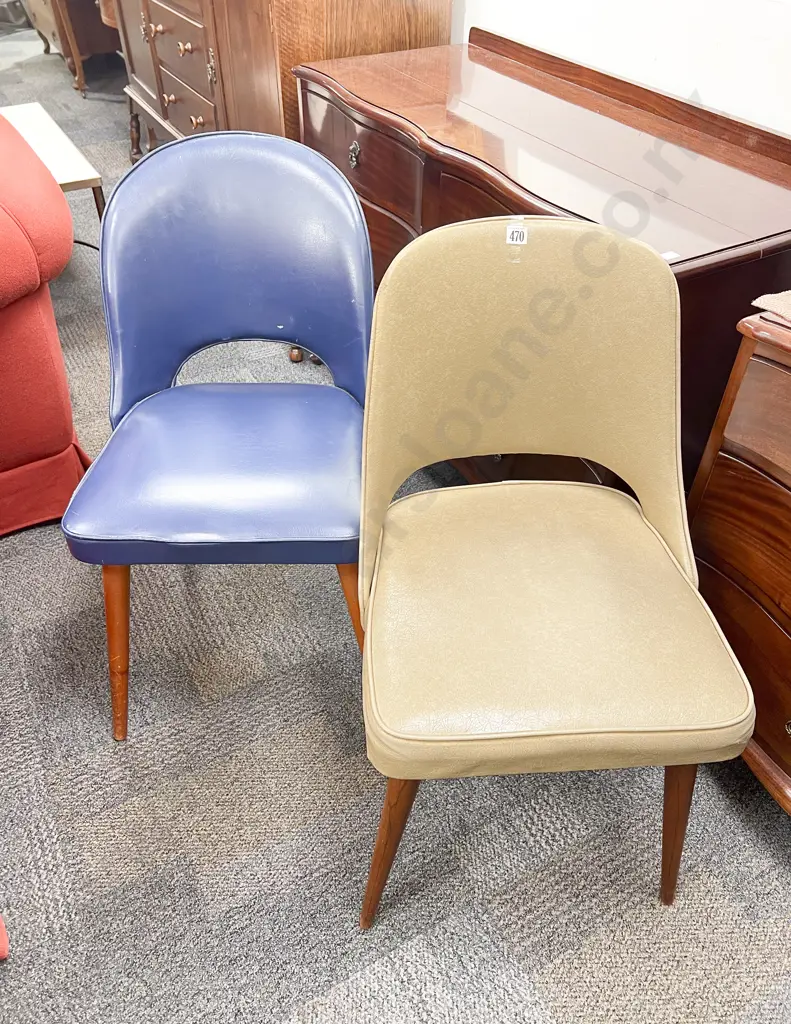 Two Mid-Century Vinyl Upholstered Single Chairs Image 1++