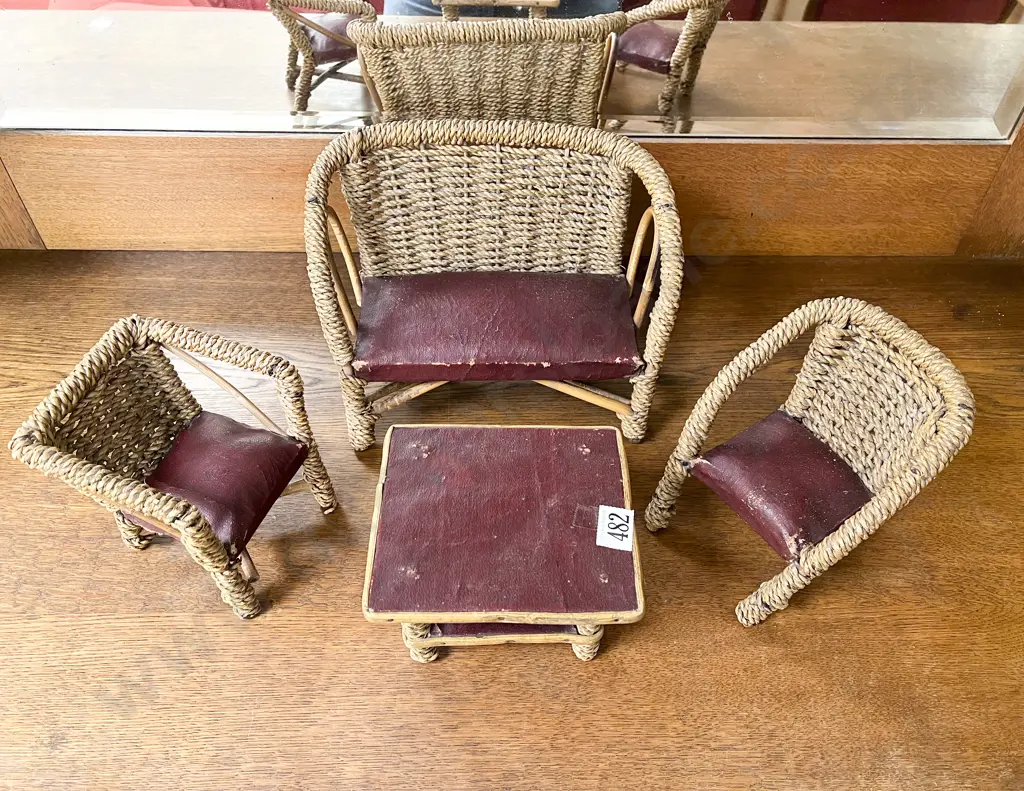 Apprentice Made Rattan Four Piece Miniature Conservatory Suite Image 1++