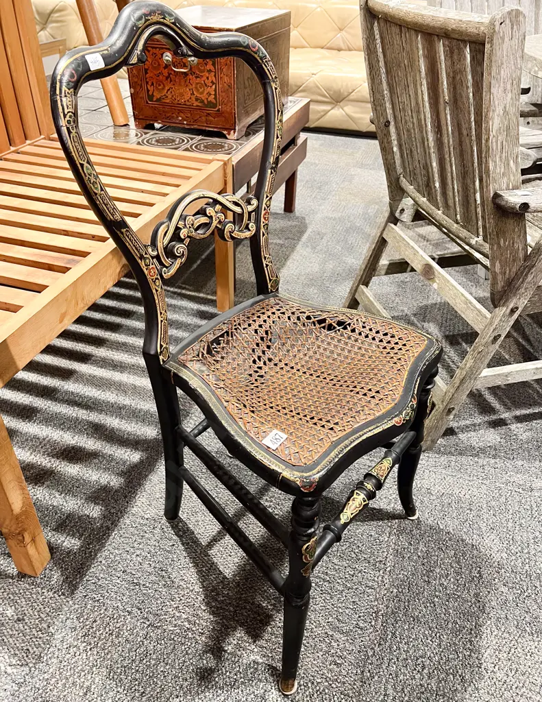 C19th French Ebonised & Cane Seated Seated Single Chair Image 1++