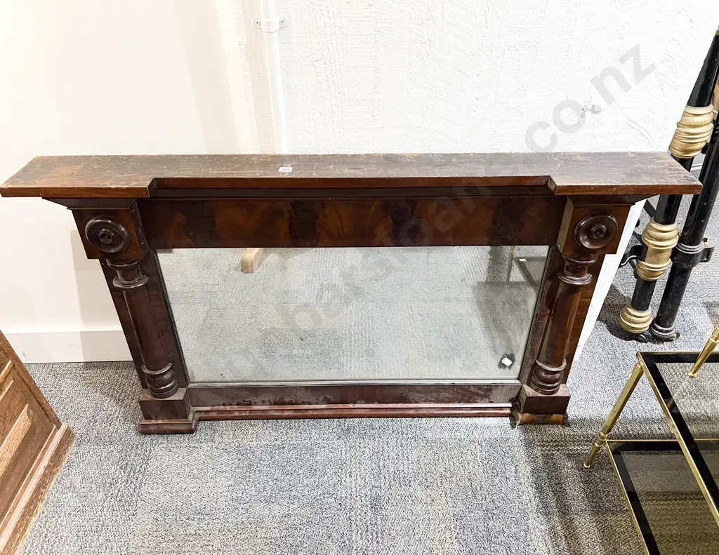 Wm IV Flame Mahogany Overmantle Mirror Image 1++