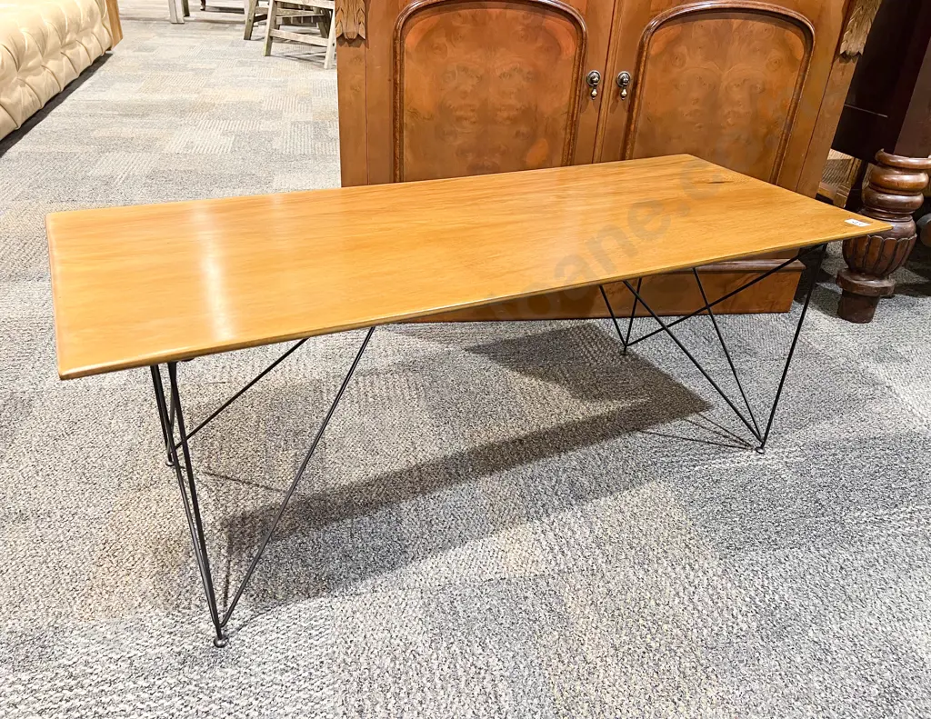 Rectangular Coffee Table with Wire Frame Base Image 1++