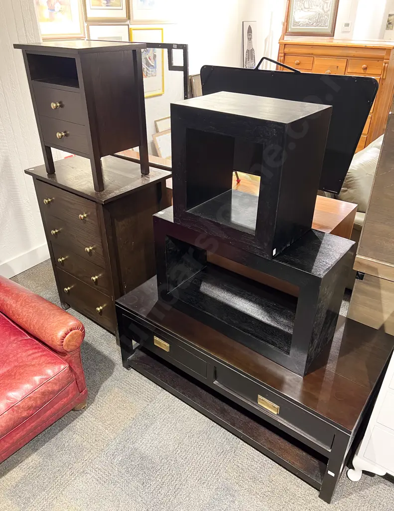 Two Piece Bedroom Suite together with Entertainment Stand and Pair of Low Open Shelving Stands Image 1++