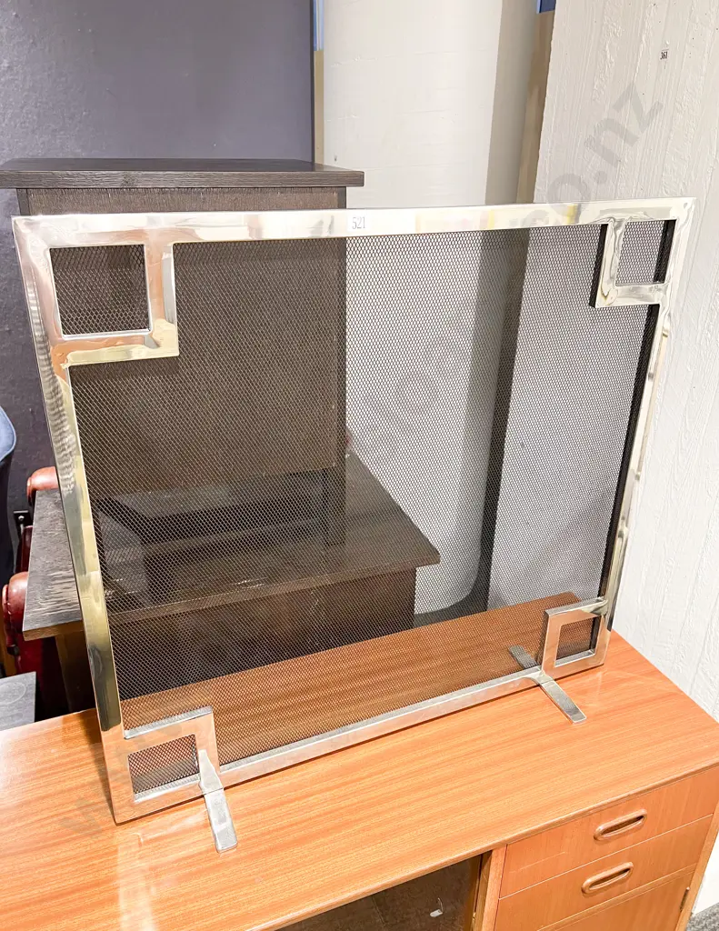 Chrome and Mesh Fire Screen Image 1++