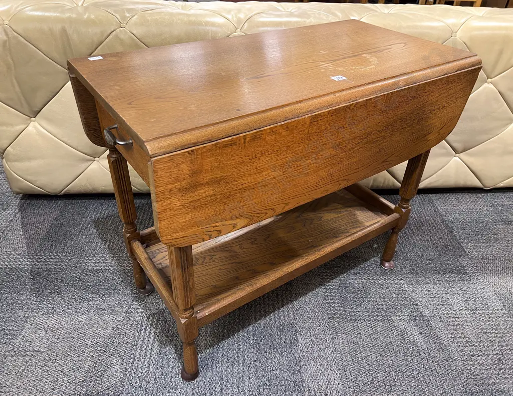 Oak Drop Leaf Tea Trolley Image 1++