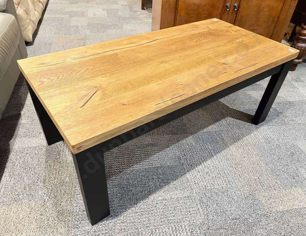 Modern Plank Top Style Rectangular Coffee Table Image 1++
