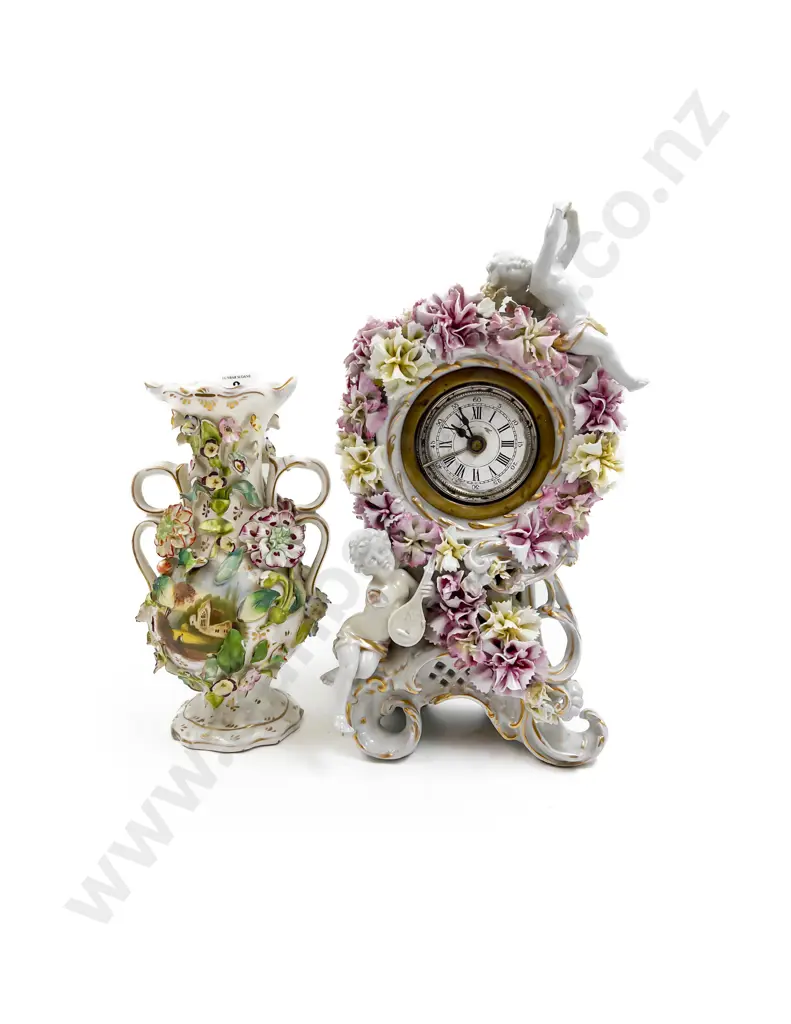 C19th Colebrookdale Floral Vase and other Mantle Clock Image 1++