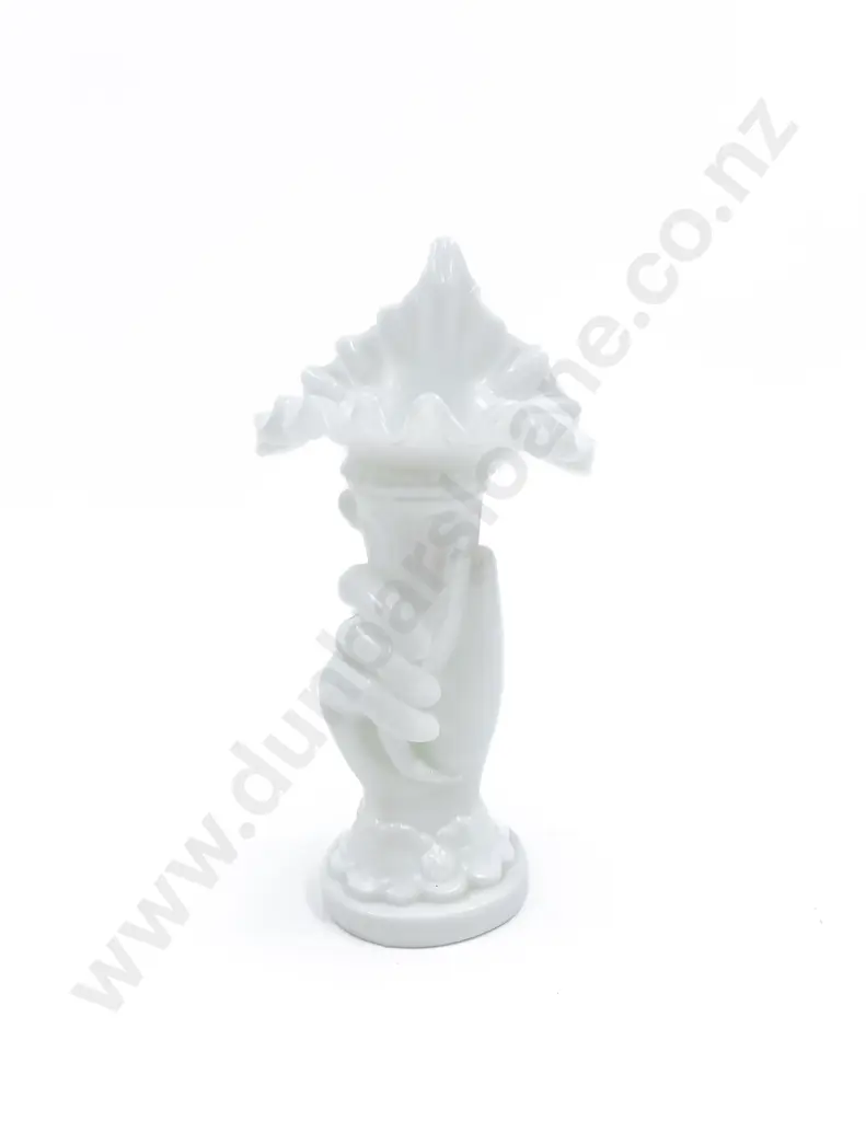 Victorian Milk Glass Hand and Tulip Vase Image 1++