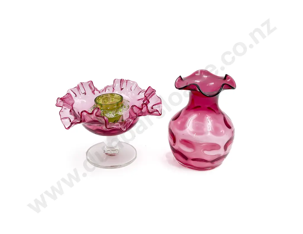 Victorian Cranberry Glass Bon Bon Dish Image 1++