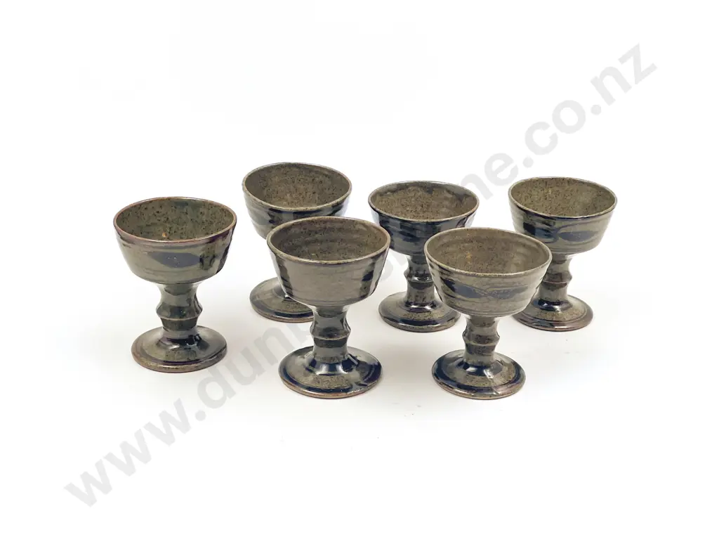 Set of Six NZ Pottery Goblets Image 1++
