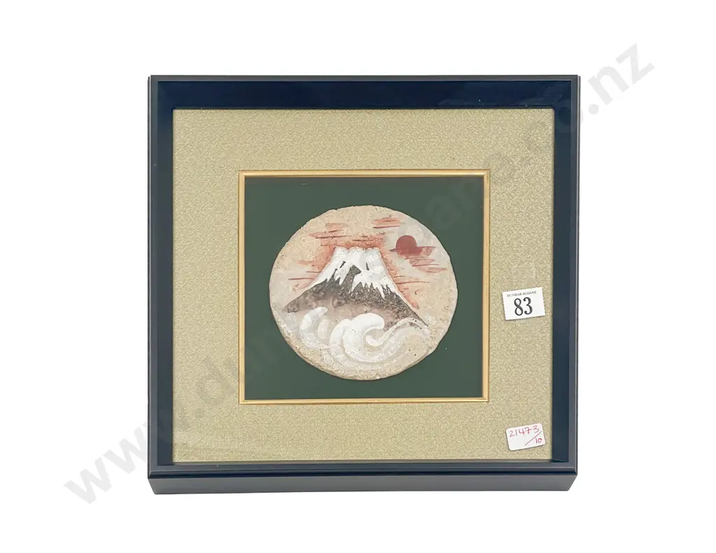 Japanese Ceramic Plaque Depicting Mt Fuji Image 1++