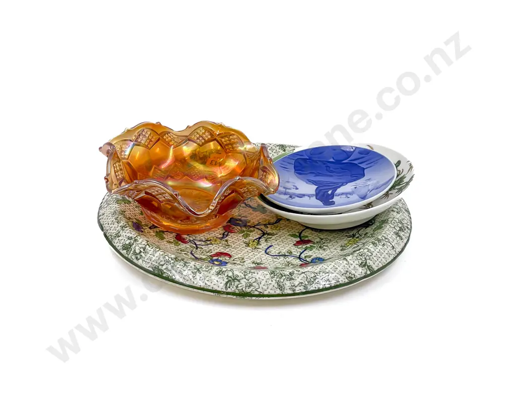Small Qty of Assorted incl Royal Copenhagen Dish with Carnival Glass Dish and Other Image 1++